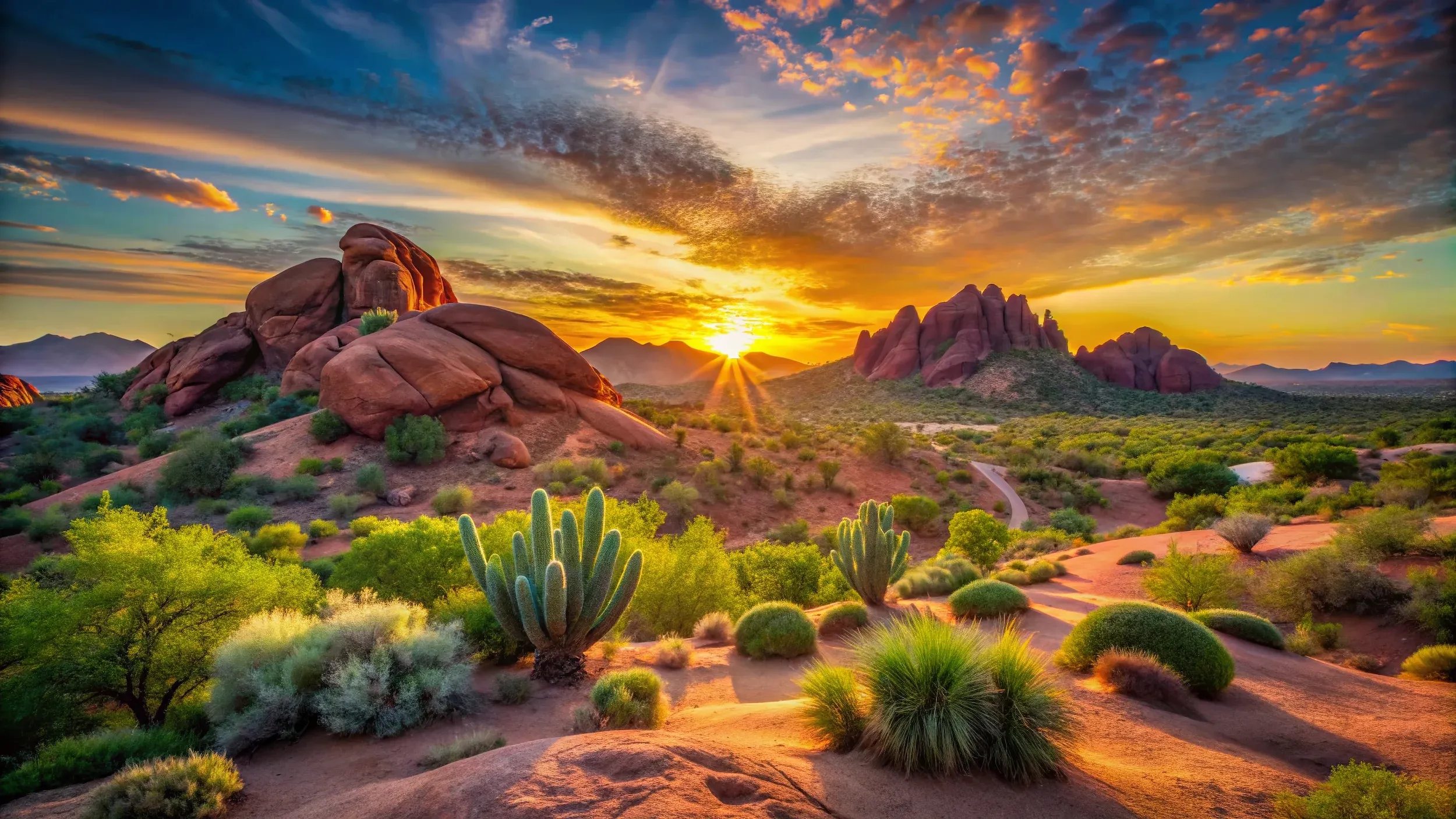 Scenic desert sunset landscape representing heritage and stewardship.