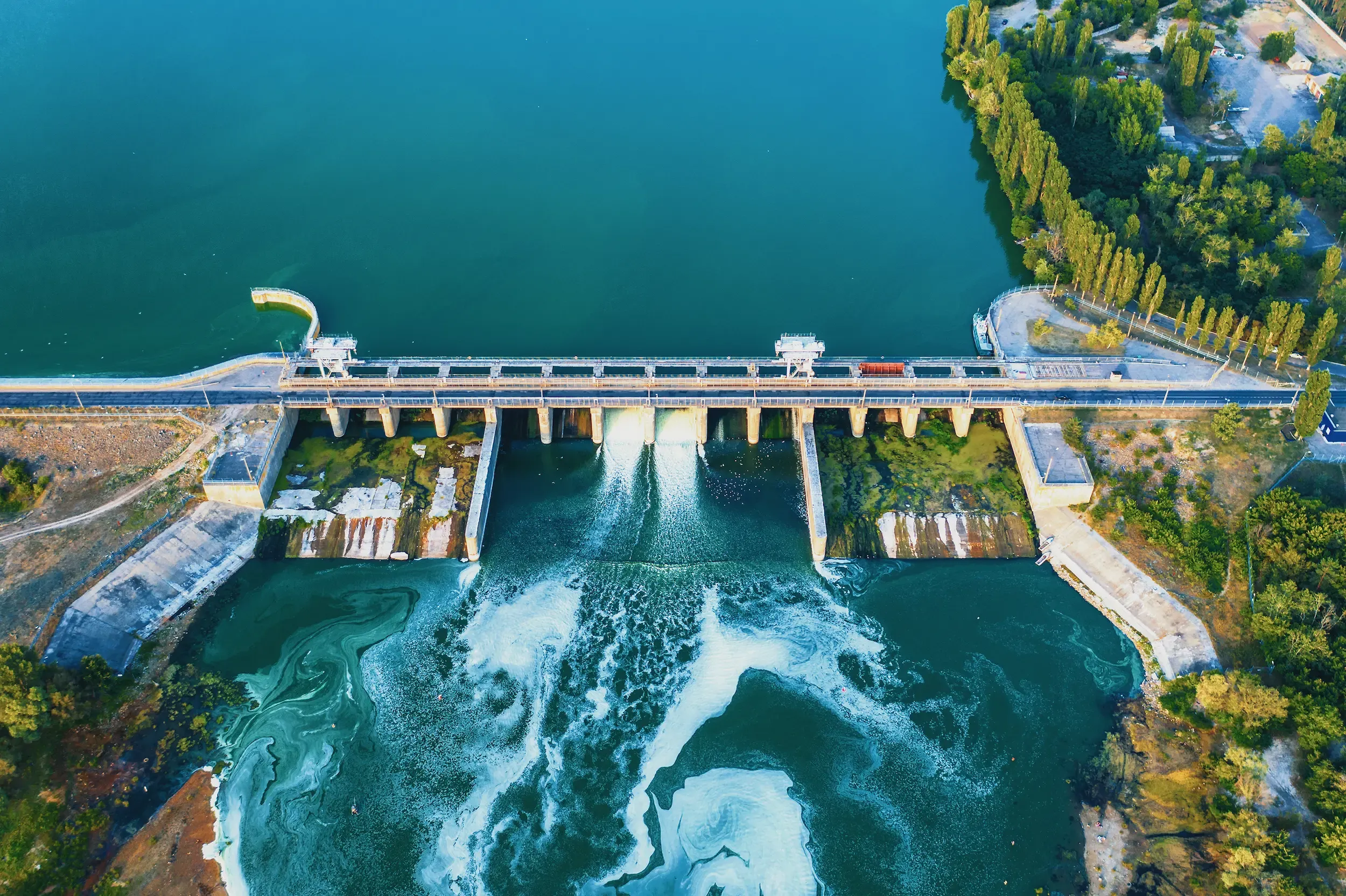 A large-scale water treatment facility with filtration systems, representing water infrastructure programs.