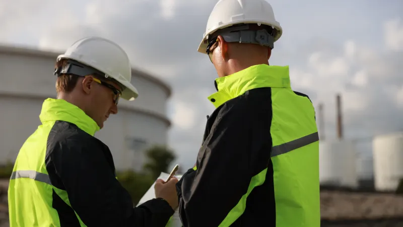 Site supervisors coordinating nuclear facility construction and inspection schedules.